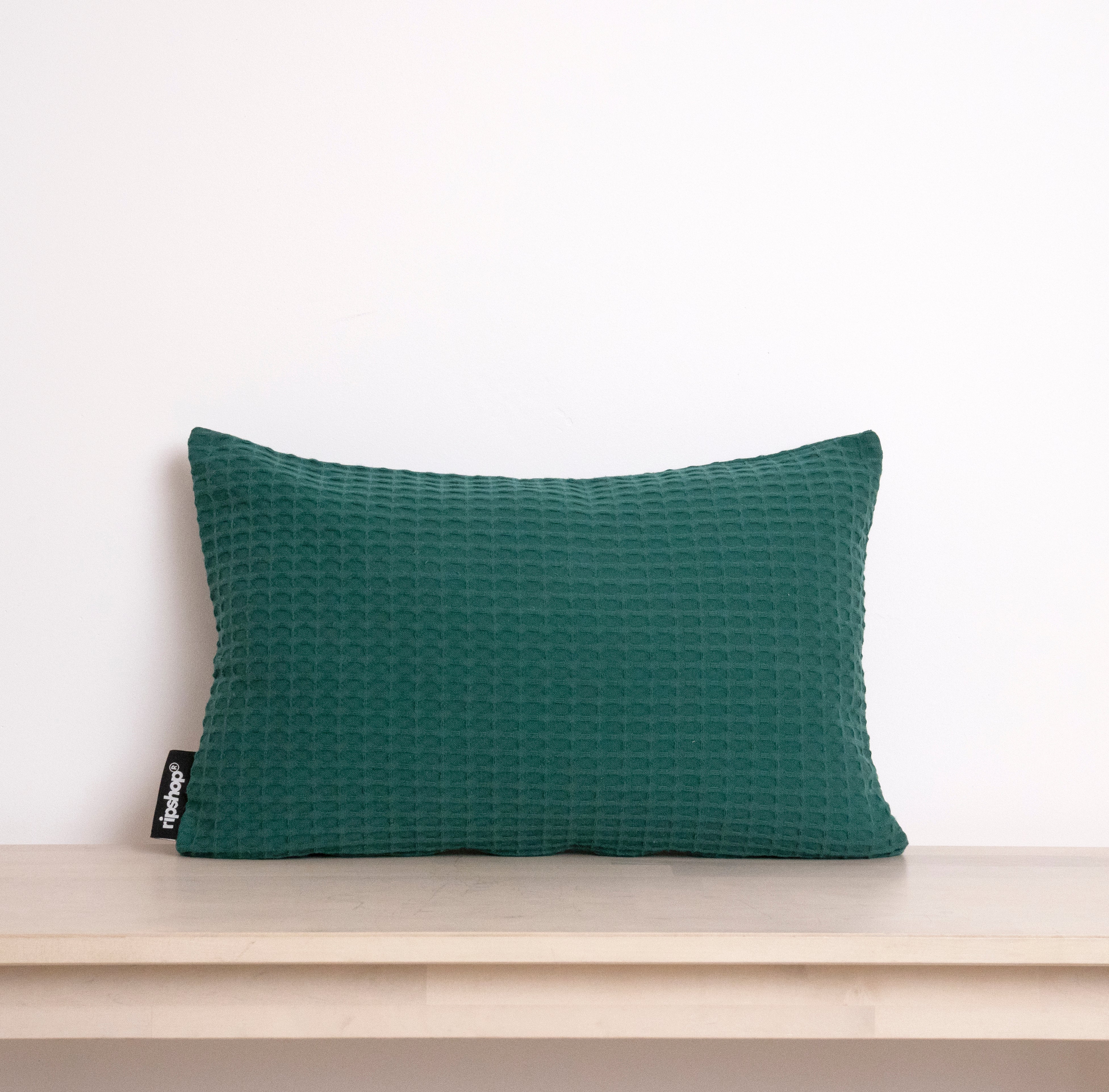 Waffle cushion cover 100% cotton Emerald 30x50 cm